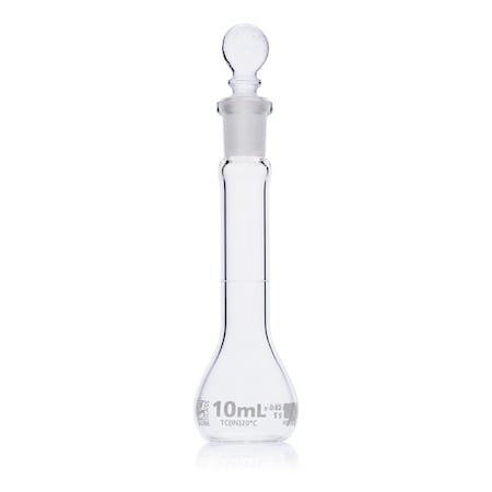 Globe Scientific Flask, Volumetric , Globe Glass, 10mL, Class A, To Contain (TC), ASTM E288, 6/Box 8200010